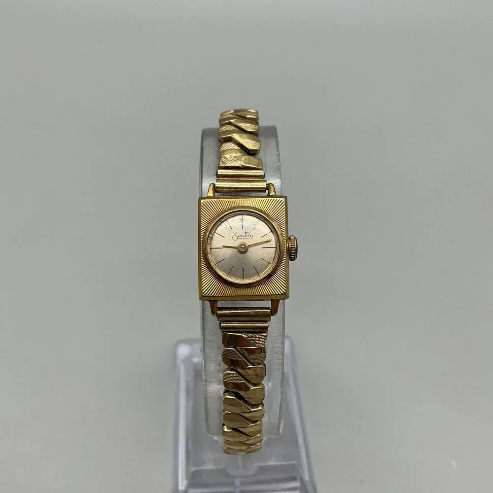 Vintage ZentRa Womens Watch 15mm Cocktail Rolled Gold Stretch Manual Wind